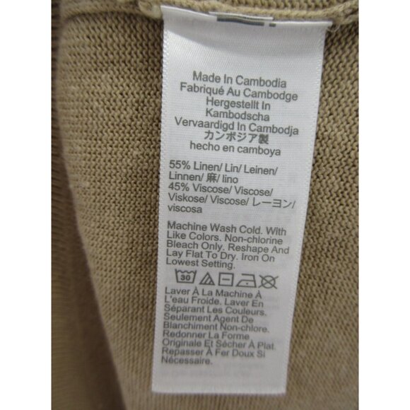 J Crew Sweater Large Linen Pullover Preppy V-Neck Lagenlook Cottage - Picture 9 of 10